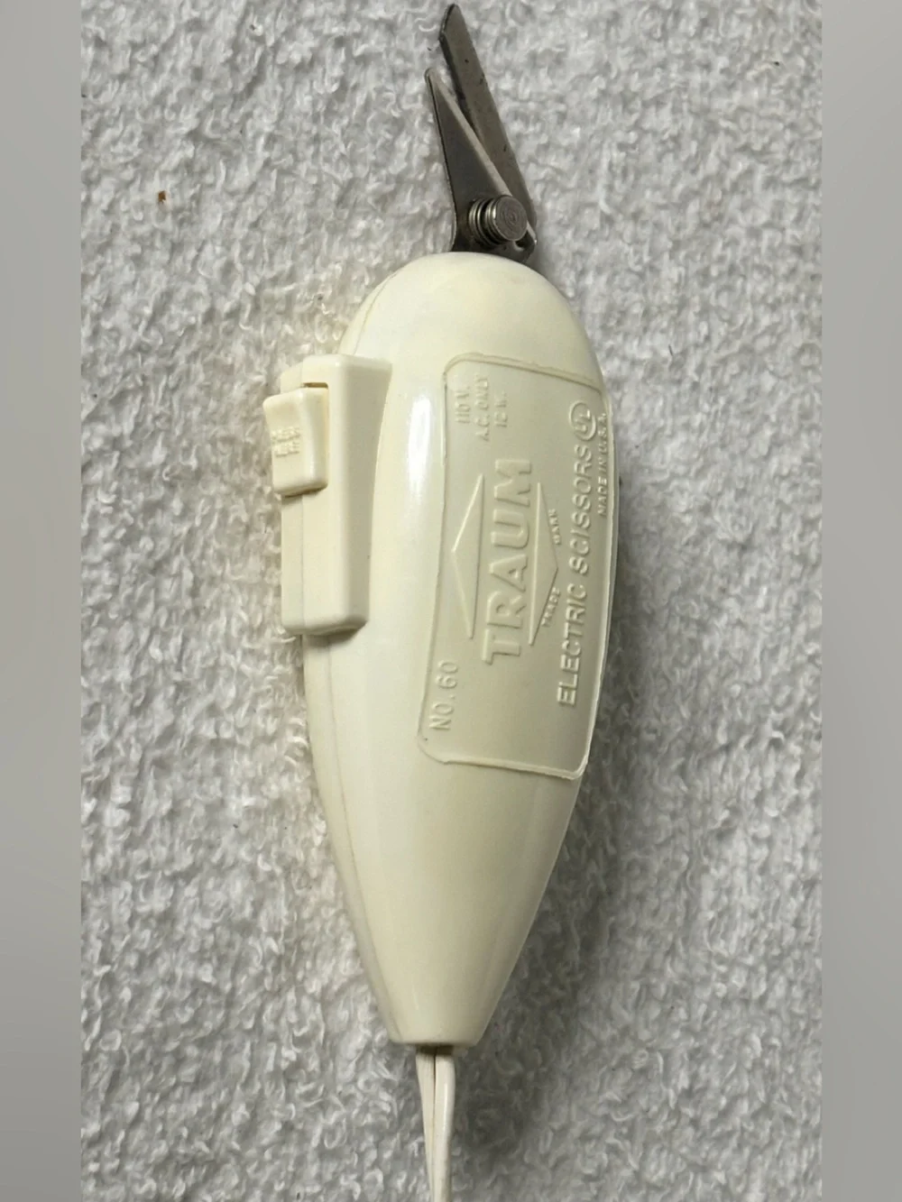 White Electric Scissors Adapter - Portable Inline Switch